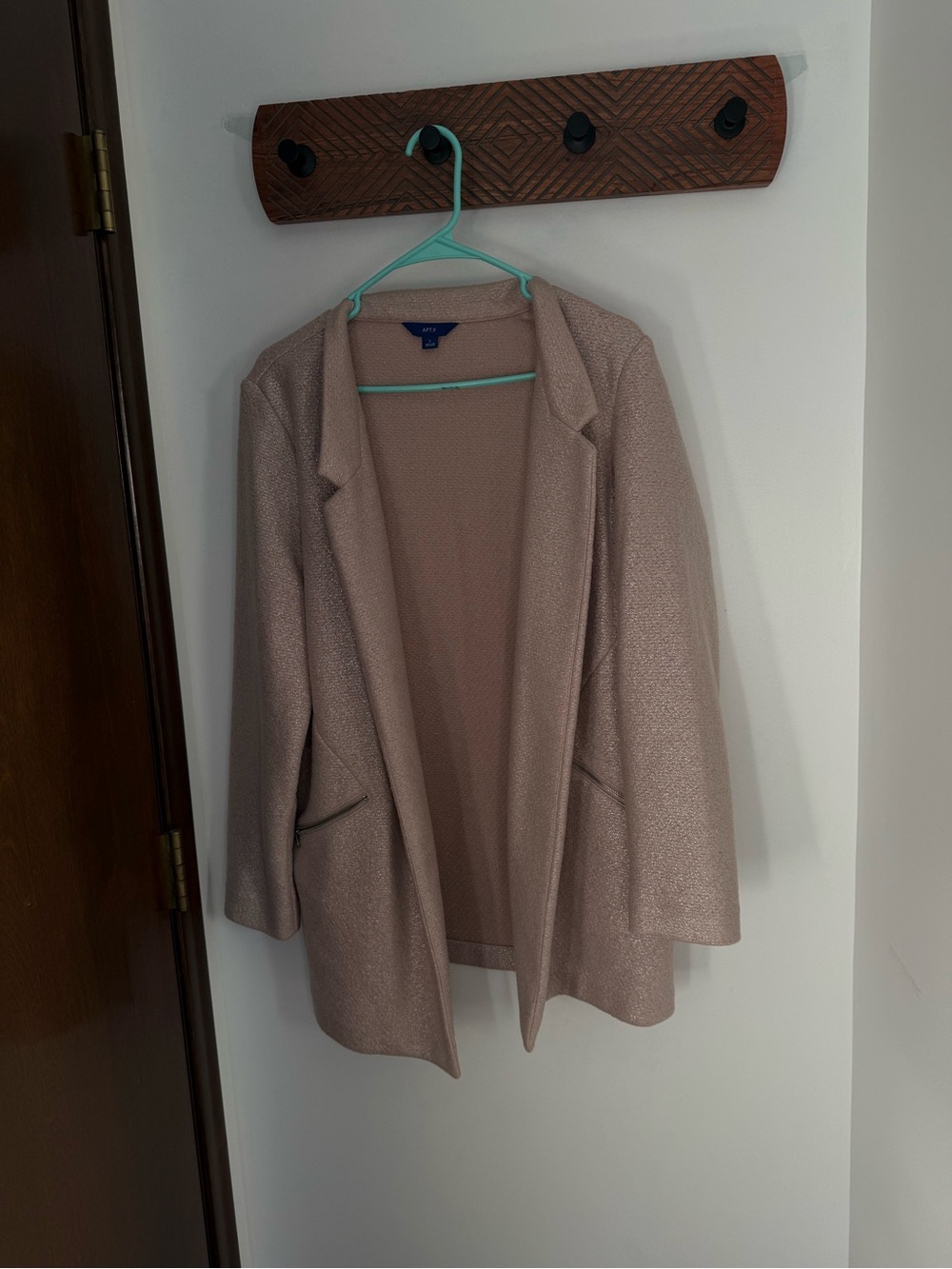 Womens Shimmer Open-Front Blazer Jacket - Blush